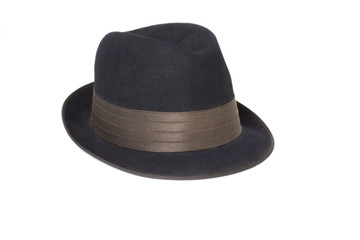 black classic men's hat on a white background
