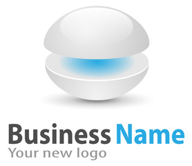 Logo white and blue.