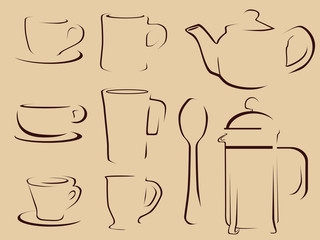 Coffee and tea icon set vector