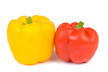 Red and yellow isolated bell pepper