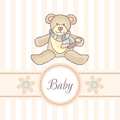 baby card with teddy bear