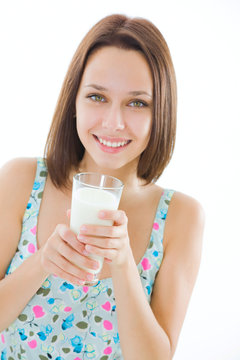 Girl with glass of milk