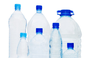 Water bottles isolated on the white background
