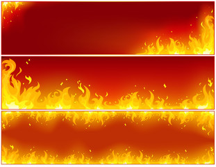 Fire banners on a red background
