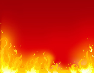 flame on a red background