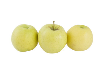Three diferent apples on the white.