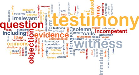Testimony evidence background concept
