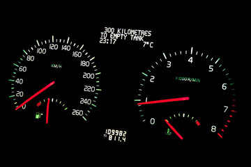 Speedometer at night