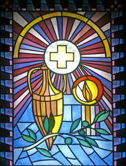 Anointing of the Sick, stained glass