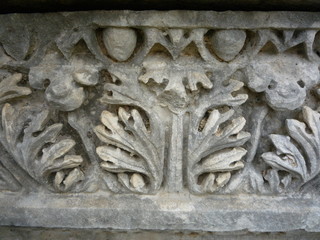 greek marble sculpture with egg and dart and leaf