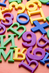 letters and numbers on red macro