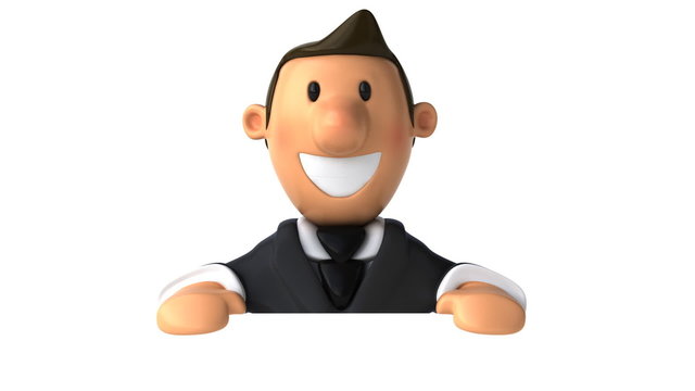 Businessman et panneau blanc