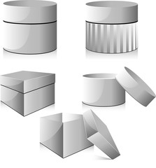 Collection of white boxes. Isolated