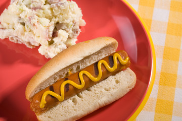 Vegan Hot Dog and Potato Salad