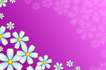 Drawing with the image flowers on a pink background