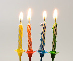 burning birthday candles close up