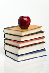 Stack of Books and Apple