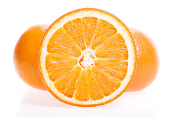 Oranges isolated on white background.