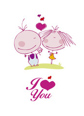 Cartoon in love couple