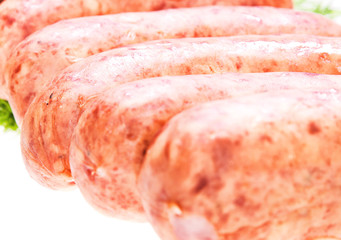 Sausages isolated on white background.