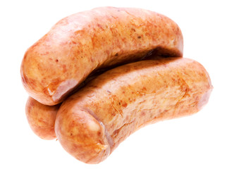 Sausages isolated on white background.