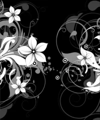 Cercles muraux Fleurs noir et blanc F