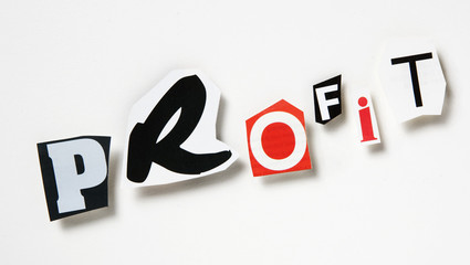 mot profit lettres découpées relief ombre