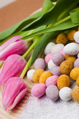 Easter egg and flowers