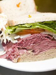deli combination sandwich corned beef rye bread