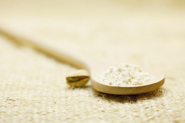 flour in a spoon