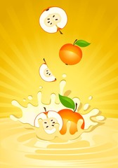 Tasty apple in yoghurt