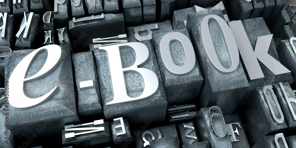 Fototapete e-book in typescript close-up