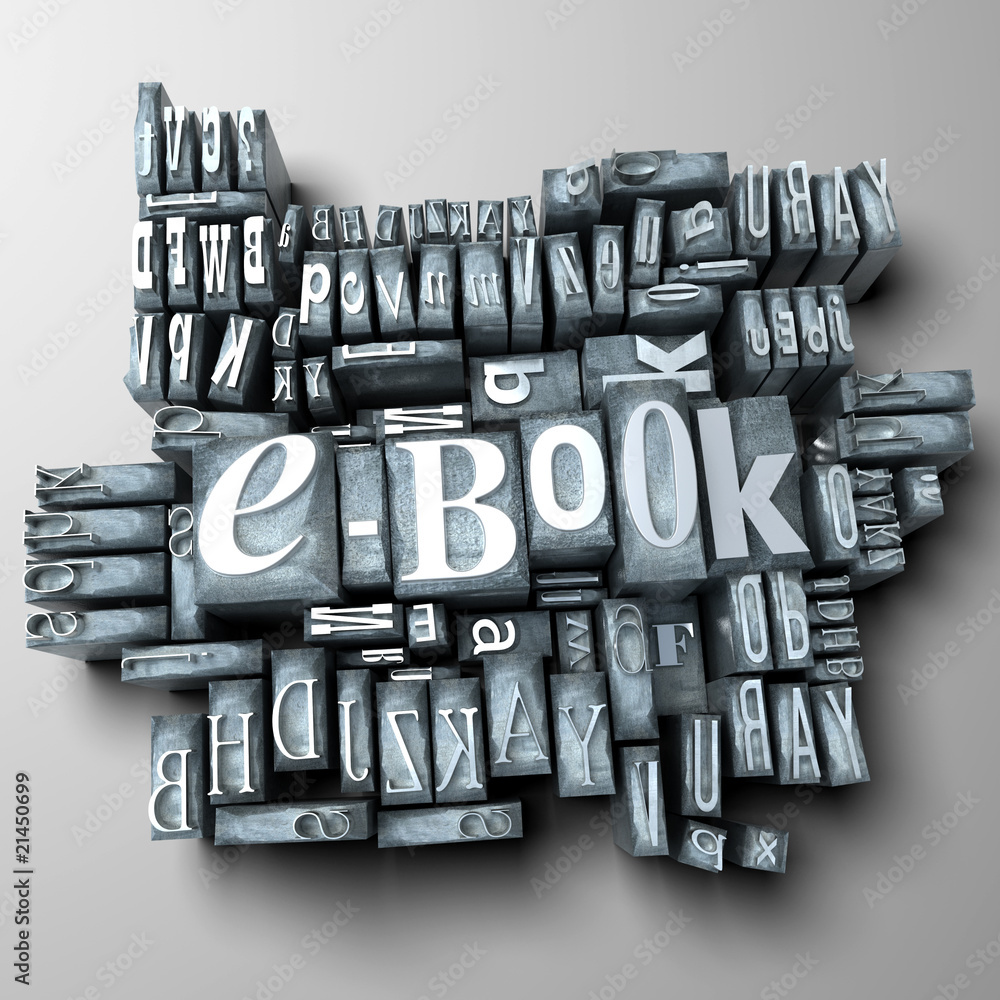 Fototapete e-book in typescript letters