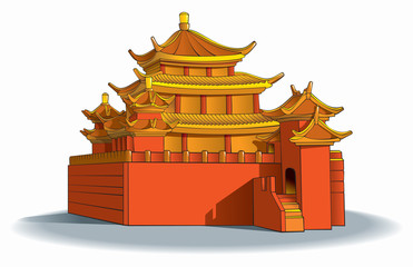 Chinese pagoda, in detail, vector illustration