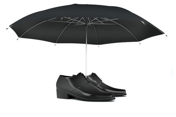 Men's shoes and umbrella