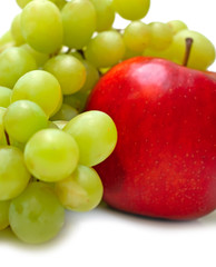 red apple and green grapes
