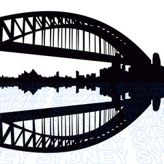 Sydney Harbour Bridge with text outline foreground