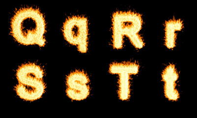 Burning Q, R, S, T letter