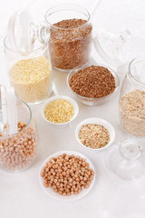 grains and cereals in the glassy jar.