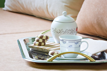 tea and cake dessert breakfast at bed