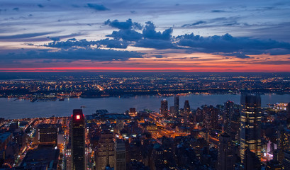 View on New York and New Jersey after sunset