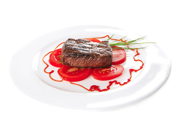 served roasted beef meat