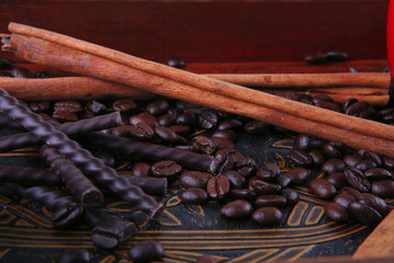 chocolate sticks with coffee