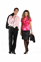Fototapeta premium young happy business people walking