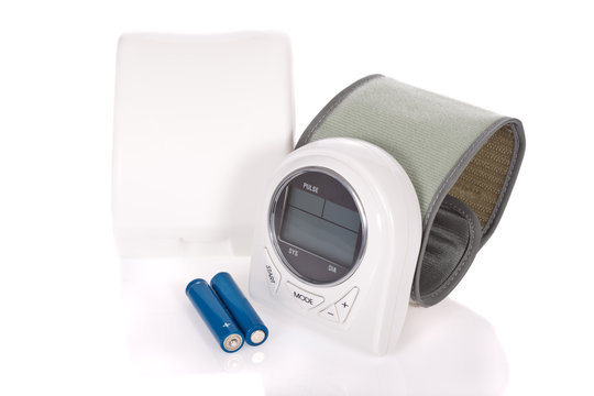 Wrist blood pressure measure equipment isolated on white