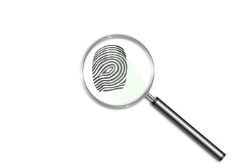 Lupa sobre una huella dactilar