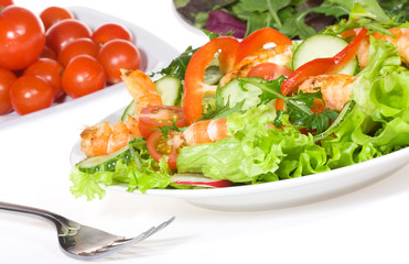 salad with shrimps and vegetables
