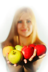 The girl with apples