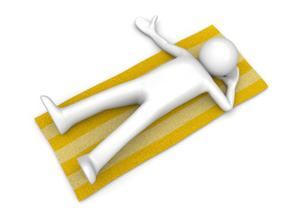 Man lying on a beach towel