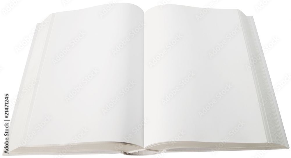 Wall mural Open white book isolated with clipping path